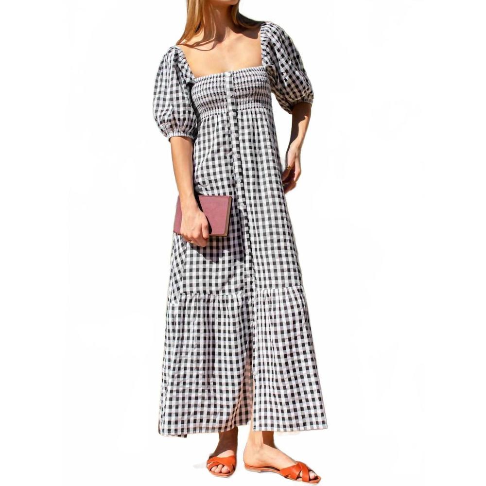 Emerson Fry Black and White Gingham Maxi Dress NWT